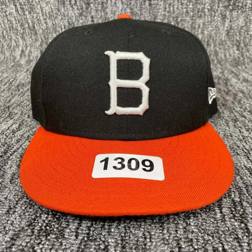 New Era 59FIFTY Fitted Hat Mens 7 1/4 Black‎ Orange Baltimore Orioles B Logo Cap